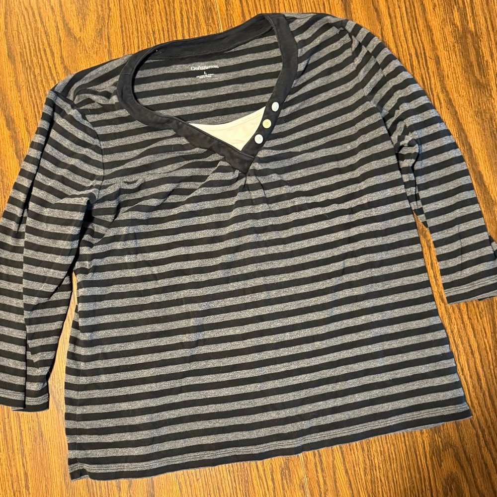 Croft &Barrow Striped Black and Gray Shirt